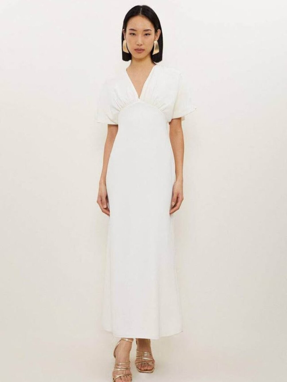 KARENMILLEN FLUID TAILORED WATERFALL SLEEVE MAXI DRESS